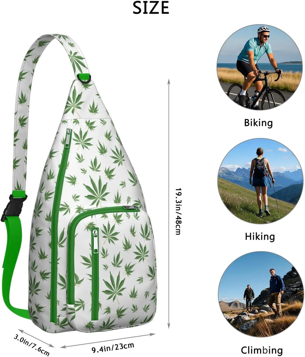 Shoulder Sling Crossbody Casual Chest Bag For Travel Sports Running,Backpack for Men & Women Lightweight Sports BagCrossbody Concealed Carry,Marijuana Leaf Shoulder Bag Waterproof Chest Bag