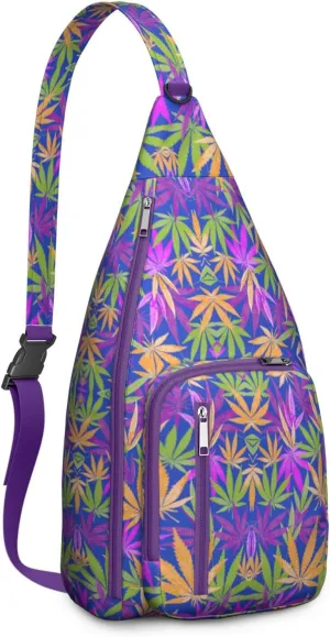 Shoulder Sling Crossbody Casual Chest Bag For Travel Sports Running,Backpack for Men & Women Lightweight Sports BagCrossbody Concealed Carry,Marijuana Leaf Shoulder Bag Waterproof Chest Bag