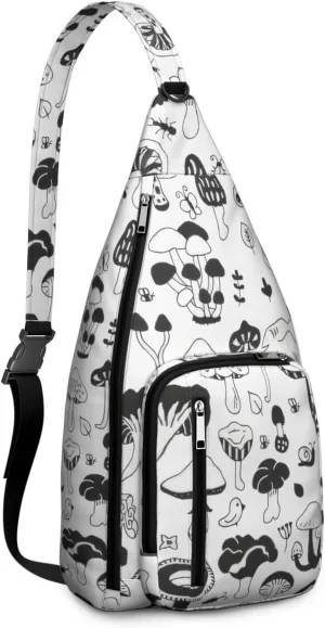 Shoulder Sling Crossbody Casual Chest Bag For Travel Sports Running,Backpack for Men & Women Lightweight Sports BagCrossbody Concealed Carry,Mushroom Shoulder Bag Waterproof Chest Bag