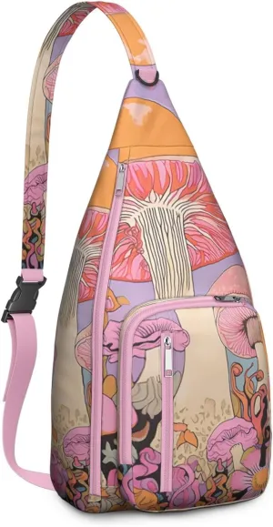 Shoulder Sling Crossbody Casual Chest Bag For Travel Sports Running,Backpack for Men & Women Lightweight Sports BagCrossbody Concealed Carry,Mushroom Shoulder Bag Waterproof Chest Bag