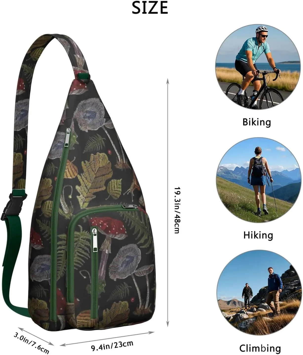 Shoulder Sling Crossbody Casual Chest Bag For Travel Sports Running,Backpack for Men & Women Lightweight Sports BagCrossbody Concealed Carry,Mushroom Shoulder Bag Waterproof Chest Bag