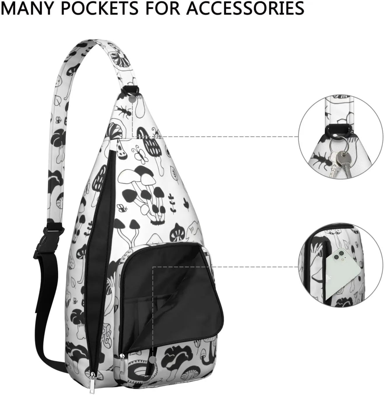 Shoulder Sling Crossbody Casual Chest Bag For Travel Sports Running,Backpack for Men & Women Lightweight Sports BagCrossbody Concealed Carry,Mushroom Shoulder Bag Waterproof Chest Bag