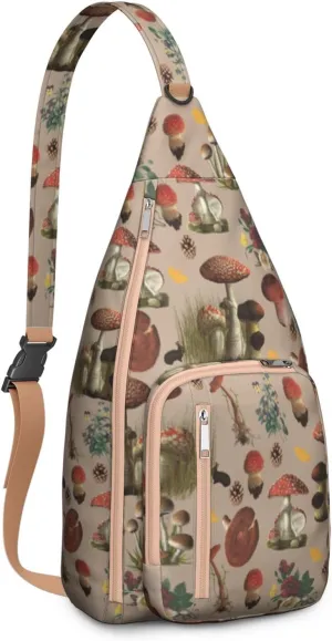 Shoulder Sling Crossbody Casual Chest Bag For Travel Sports Running,Backpack for Men & Women Lightweight Sports BagCrossbody Concealed Carry,Mushroom Shoulder Bag Waterproof Chest Bag
