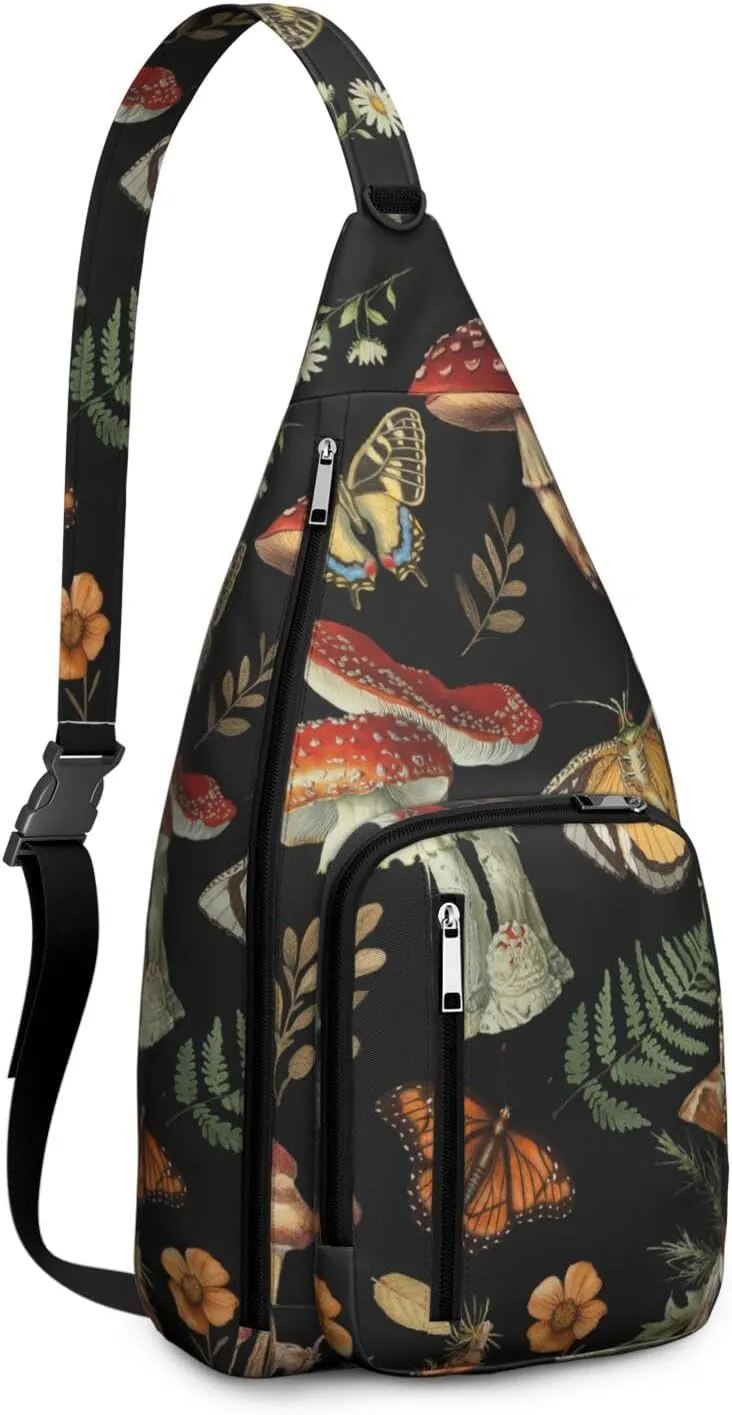 Shoulder Sling Crossbody Casual Chest Bag For Travel Sports Running,Backpack for Men & Women Lightweight Sports BagCrossbody Concealed Carry,Mushroom Shoulder Bag Waterproof Chest Bag