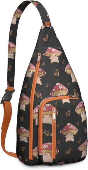 Shoulder Sling Crossbody Casual Chest Bag For Travel Sports Running,Backpack for Men & Women Lightweight Sports BagCrossbody Concealed Carry,Mushroom Shoulder Bag Waterproof Chest Bag