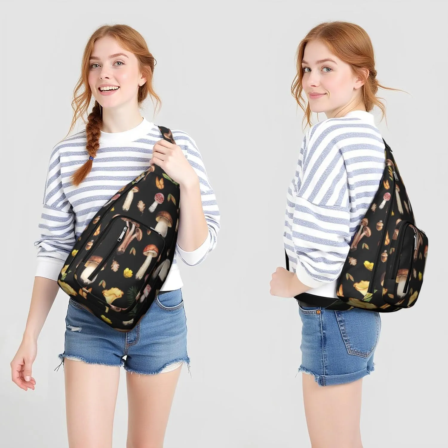 Shoulder Sling Crossbody Casual Chest Bag For Travel Sports Running,Backpack for Men & Women Lightweight Sports BagCrossbody Concealed Carry,Mushroom Shoulder Bag Waterproof Chest Bag