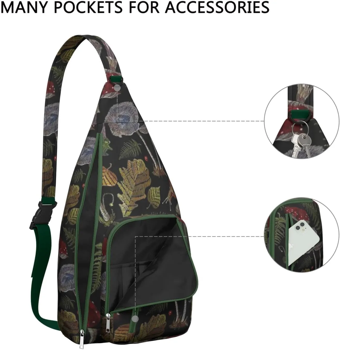Shoulder Sling Crossbody Casual Chest Bag For Travel Sports Running,Backpack for Men & Women Lightweight Sports BagCrossbody Concealed Carry,Mushroom Shoulder Bag Waterproof Chest Bag