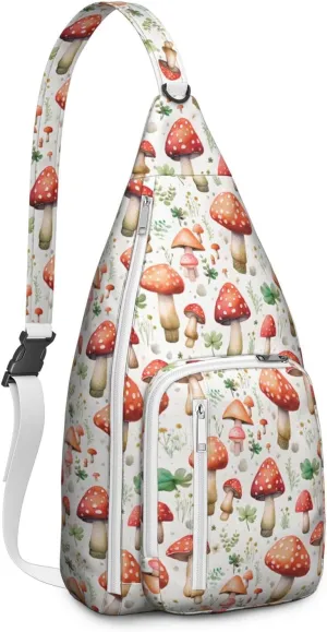 Shoulder Sling Crossbody Casual Chest Bag For Travel Sports Running,Backpack for Men & Women Lightweight Sports BagCrossbody Concealed Carry,Mushroom Shoulder Bag Waterproof Chest Bag
