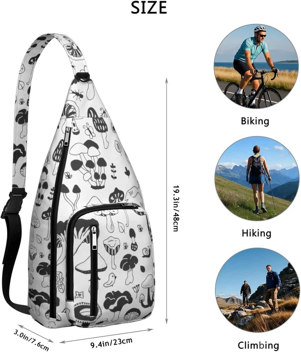 Shoulder Sling Crossbody Casual Chest Bag For Travel Sports Running,Backpack for Men & Women Lightweight Sports BagCrossbody Concealed Carry,Mushroom Shoulder Bag Waterproof Chest Bag
