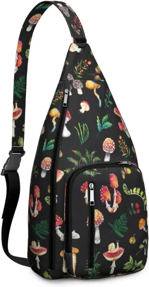 Shoulder Sling Crossbody Casual Chest Bag For Travel Sports Running,Backpack for Men & Women Lightweight Sports BagCrossbody Concealed Carry,Mushroom Shoulder Bag Waterproof Chest Bag
