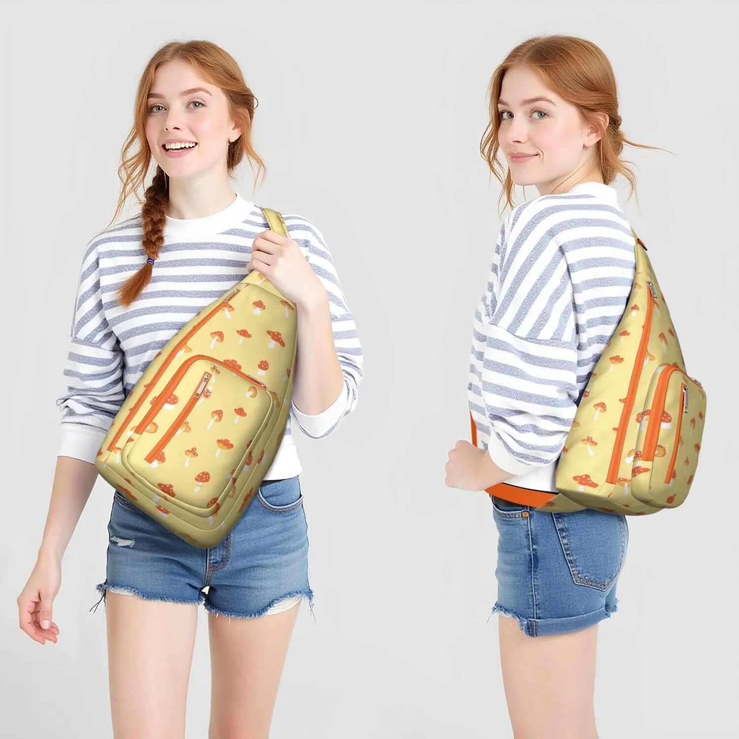 Shoulder Sling Crossbody Casual Chest Bag For Travel Sports Running,Backpack for Men & Women Lightweight Sports BagCrossbody Concealed Carry,Mushroom Shoulder Bag Waterproof Chest Bag