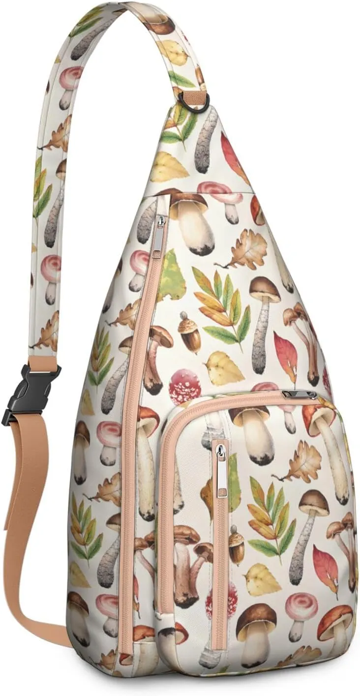Shoulder Sling Crossbody Casual Chest Bag For Travel Sports Running,Backpack for Men & Women Lightweight Sports BagCrossbody Concealed Carry,Mushroom Shoulder Bag Waterproof Chest Bag