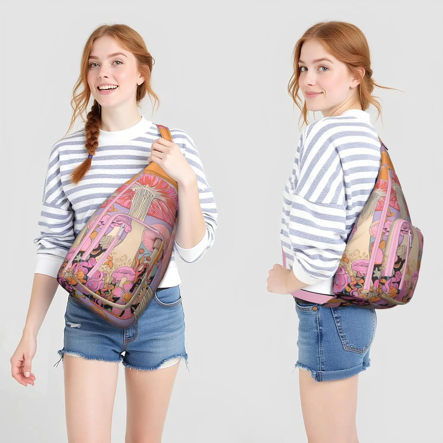 Shoulder Sling Crossbody Casual Chest Bag For Travel Sports Running,Backpack for Men & Women Lightweight Sports BagCrossbody Concealed Carry,Mushroom Shoulder Bag Waterproof Chest Bag