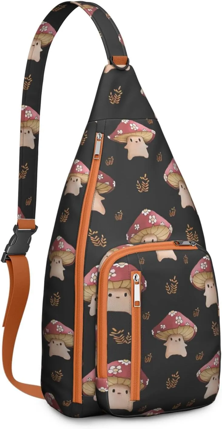 Shoulder Sling Crossbody Casual Chest Bag For Travel Sports Running,Backpack for Men & Women Lightweight Sports BagCrossbody Concealed Carry,Mushroom Shoulder Bag Waterproof Chest Bag