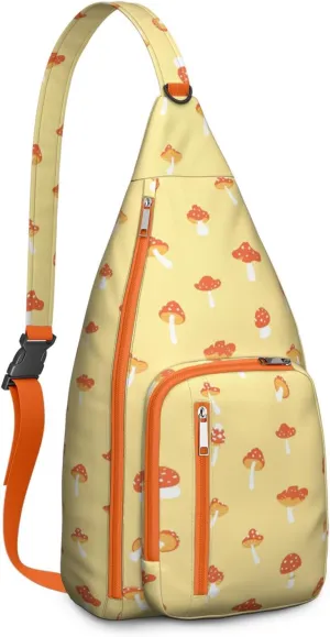 Shoulder Sling Crossbody Casual Chest Bag For Travel Sports Running,Backpack for Men & Women Lightweight Sports BagCrossbody Concealed Carry,Mushroom Shoulder Bag Waterproof Chest Bag