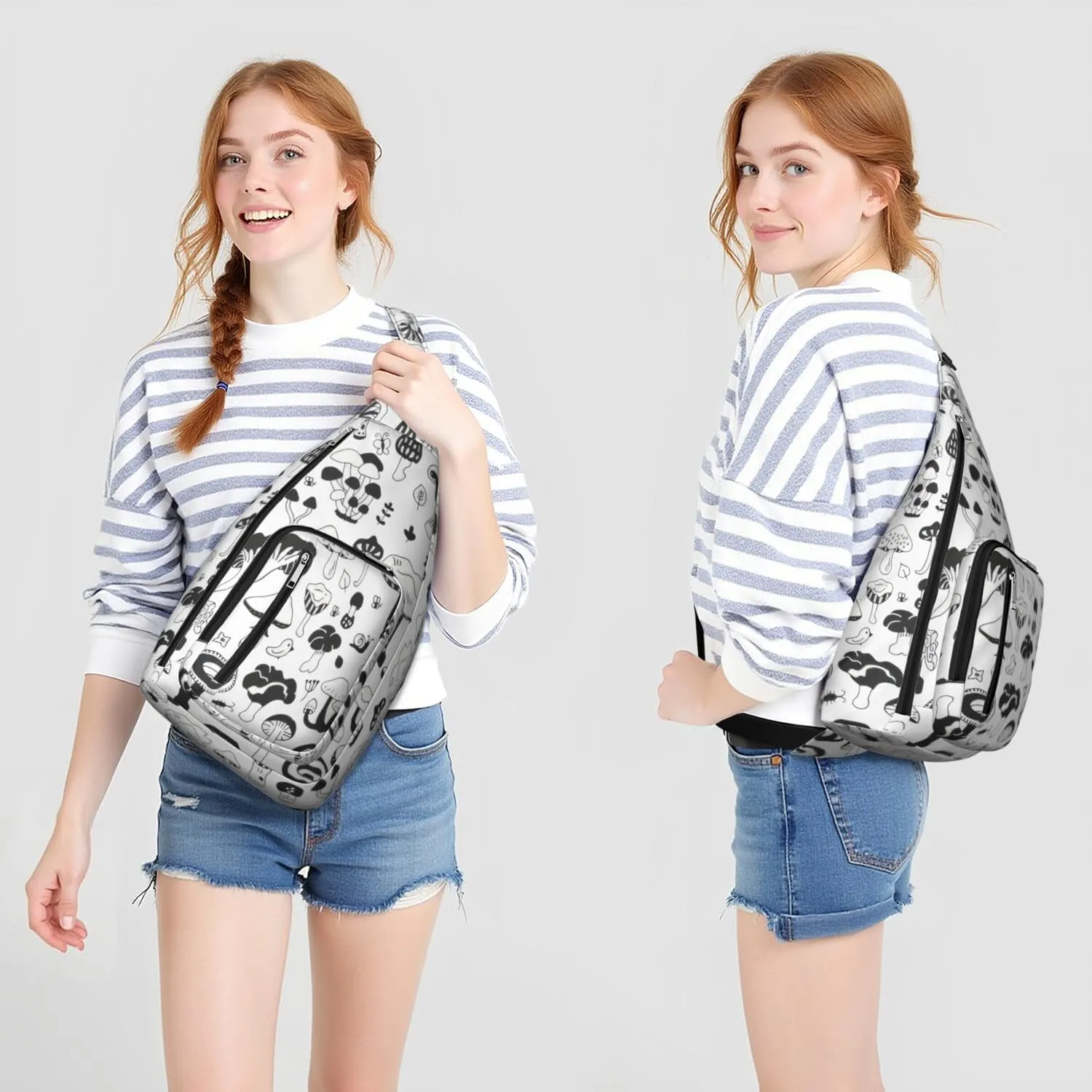 Shoulder Sling Crossbody Casual Chest Bag For Travel Sports Running,Backpack for Men & Women Lightweight Sports BagCrossbody Concealed Carry,Mushroom Shoulder Bag Waterproof Chest Bag