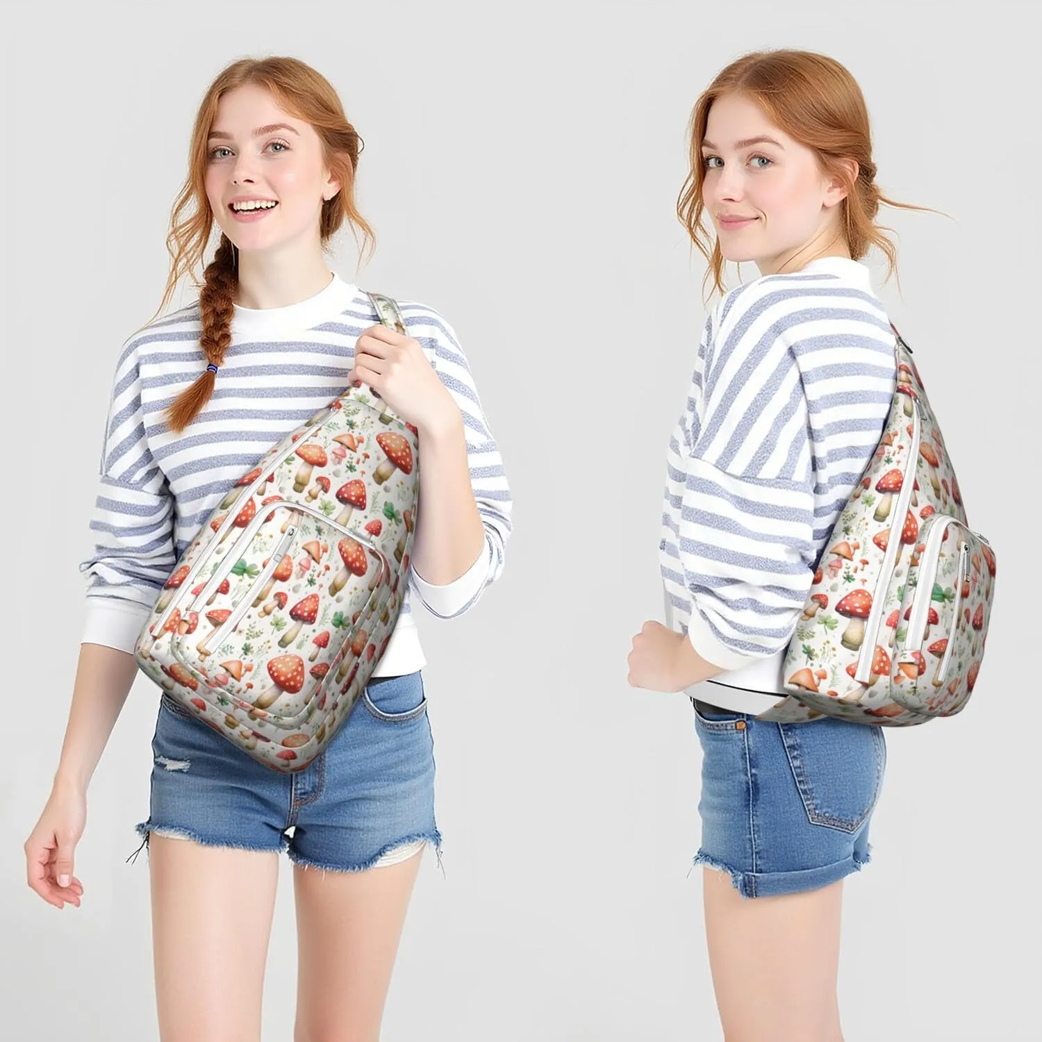 Shoulder Sling Crossbody Casual Chest Bag For Travel Sports Running,Backpack for Men & Women Lightweight Sports BagCrossbody Concealed Carry,Mushroom Shoulder Bag Waterproof Chest Bag