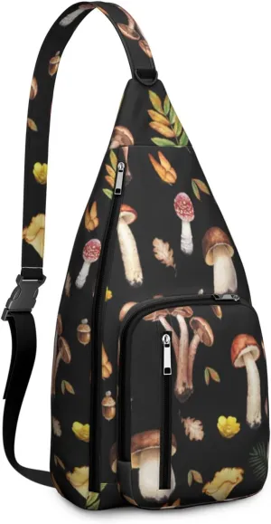 Shoulder Sling Crossbody Casual Chest Bag For Travel Sports Running,Backpack for Men & Women Lightweight Sports BagCrossbody Concealed Carry,Mushroom Shoulder Bag Waterproof Chest Bag