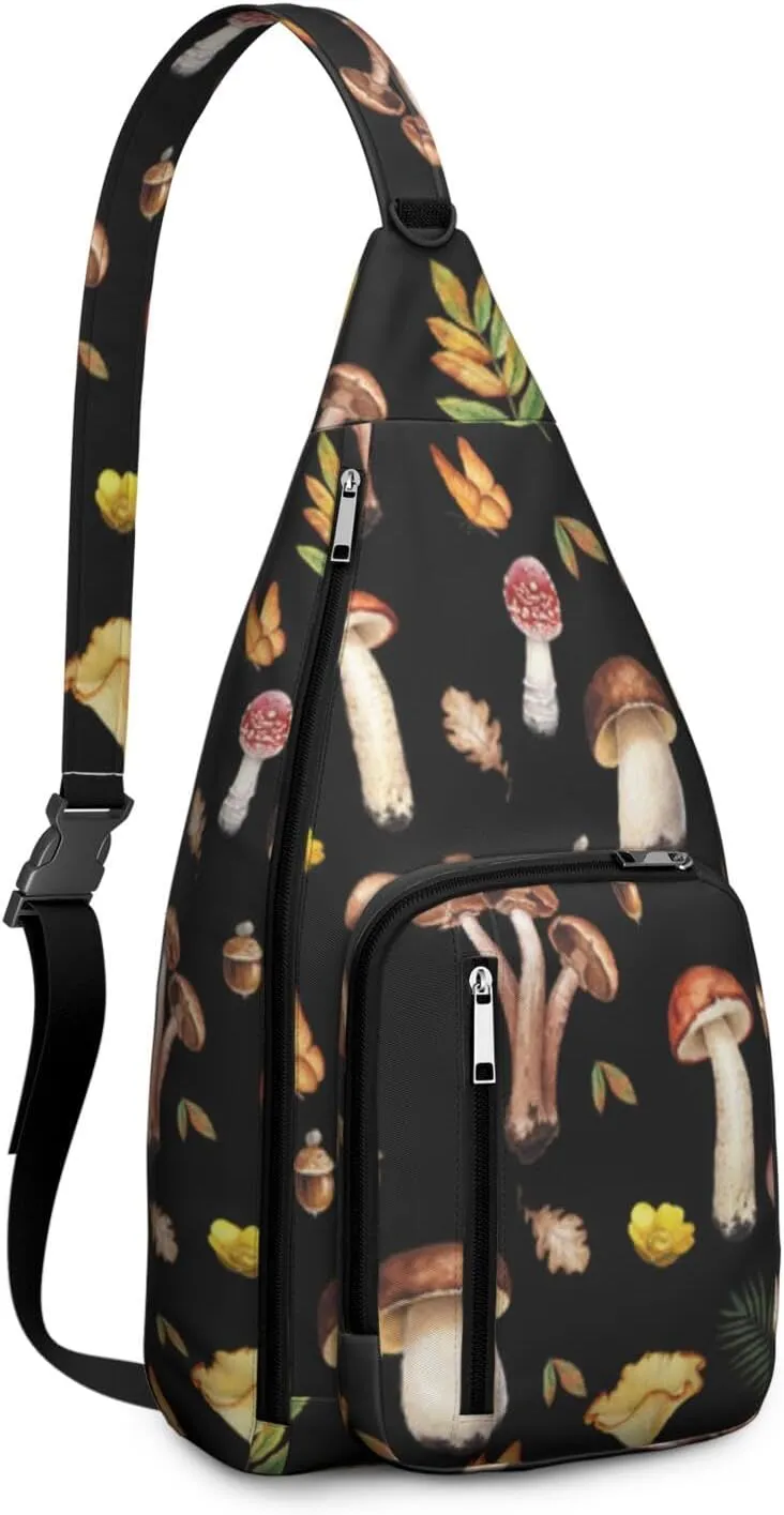 Shoulder Sling Crossbody Casual Chest Bag For Travel Sports Running,Backpack for Men & Women Lightweight Sports BagCrossbody Concealed Carry,Mushroom Shoulder Bag Waterproof Chest Bag