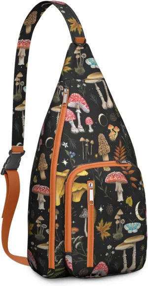 Shoulder Sling Crossbody Casual Chest Bag For Travel Sports Running,Backpack for Men & Women Lightweight Sports BagCrossbody Concealed Carry,Mushroom Shoulder Bag Waterproof Chest Bag