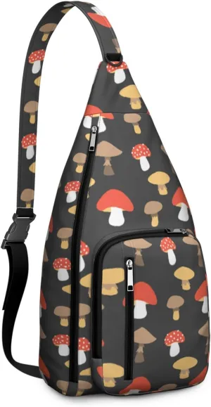 Shoulder Sling Crossbody Casual Chest Bag For Travel Sports Running,Backpack for Men & Women Lightweight Sports BagCrossbody Concealed Carry,Mushroom Shoulder Bag Waterproof Chest Bag