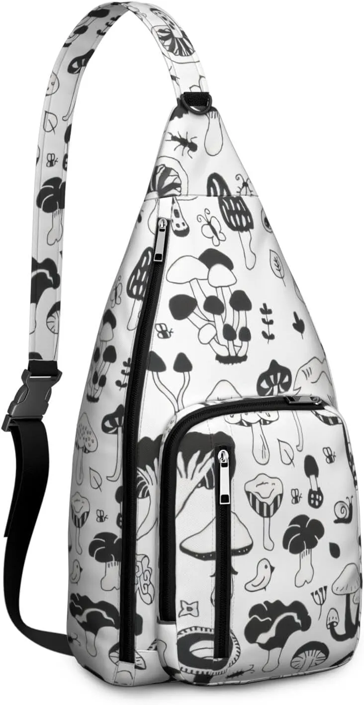 Shoulder Sling Crossbody Casual Chest Bag For Travel Sports Running,Backpack for Men & Women Lightweight Sports BagCrossbody Concealed Carry,Mushroom Shoulder Bag Waterproof Chest Bag