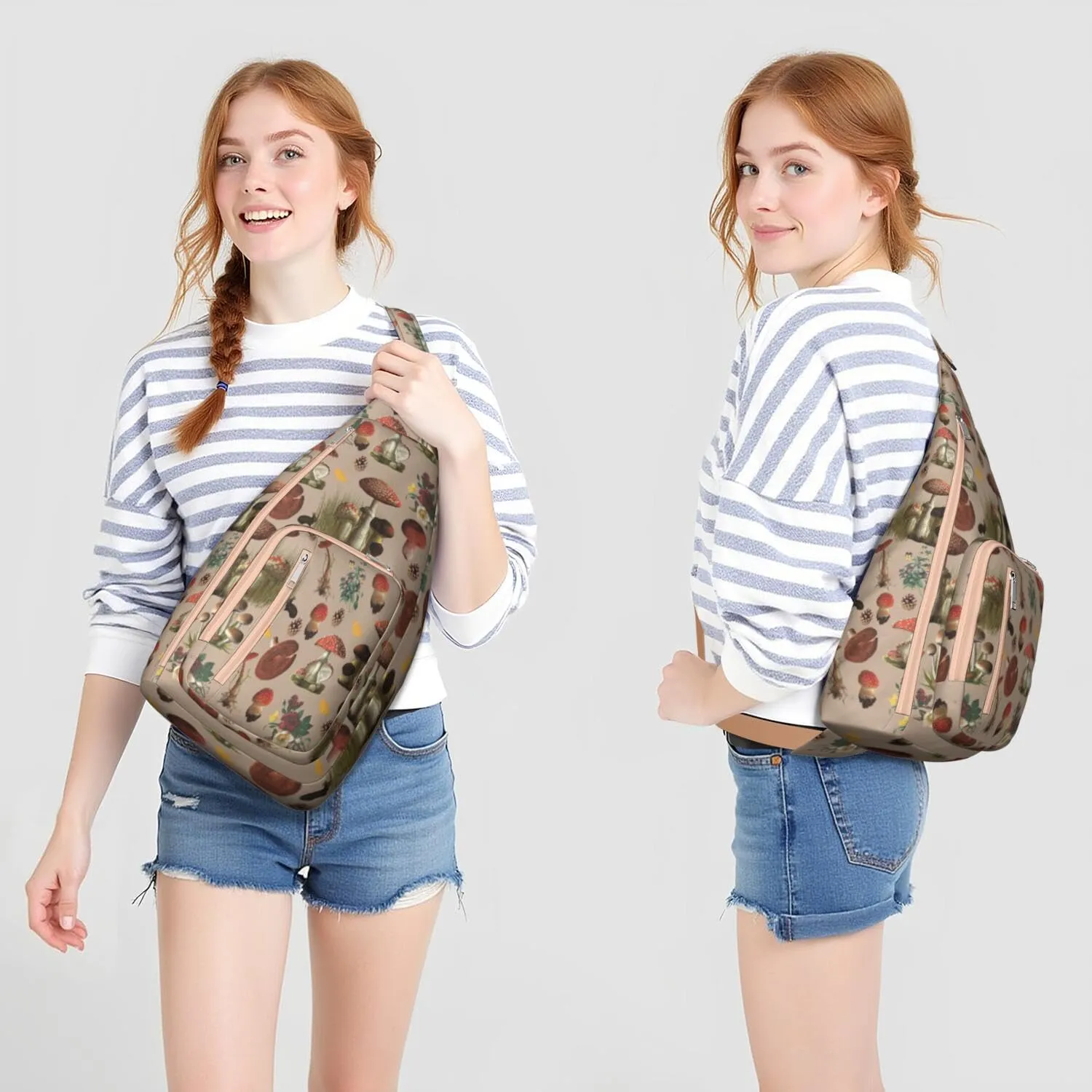 Shoulder Sling Crossbody Casual Chest Bag For Travel Sports Running,Backpack for Men & Women Lightweight Sports BagCrossbody Concealed Carry,Mushroom Shoulder Bag Waterproof Chest Bag
