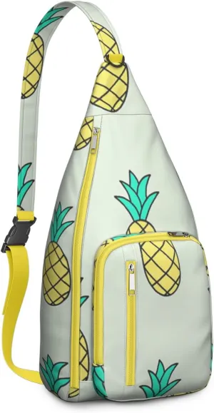 Shoulder Sling Crossbody Casual Chest Bag For Travel Sports Running,Backpack for Men & Women Lightweight Sports BagCrossbody Concealed Carry,Pineapple Shoulder Bag Waterproof Chest Bag