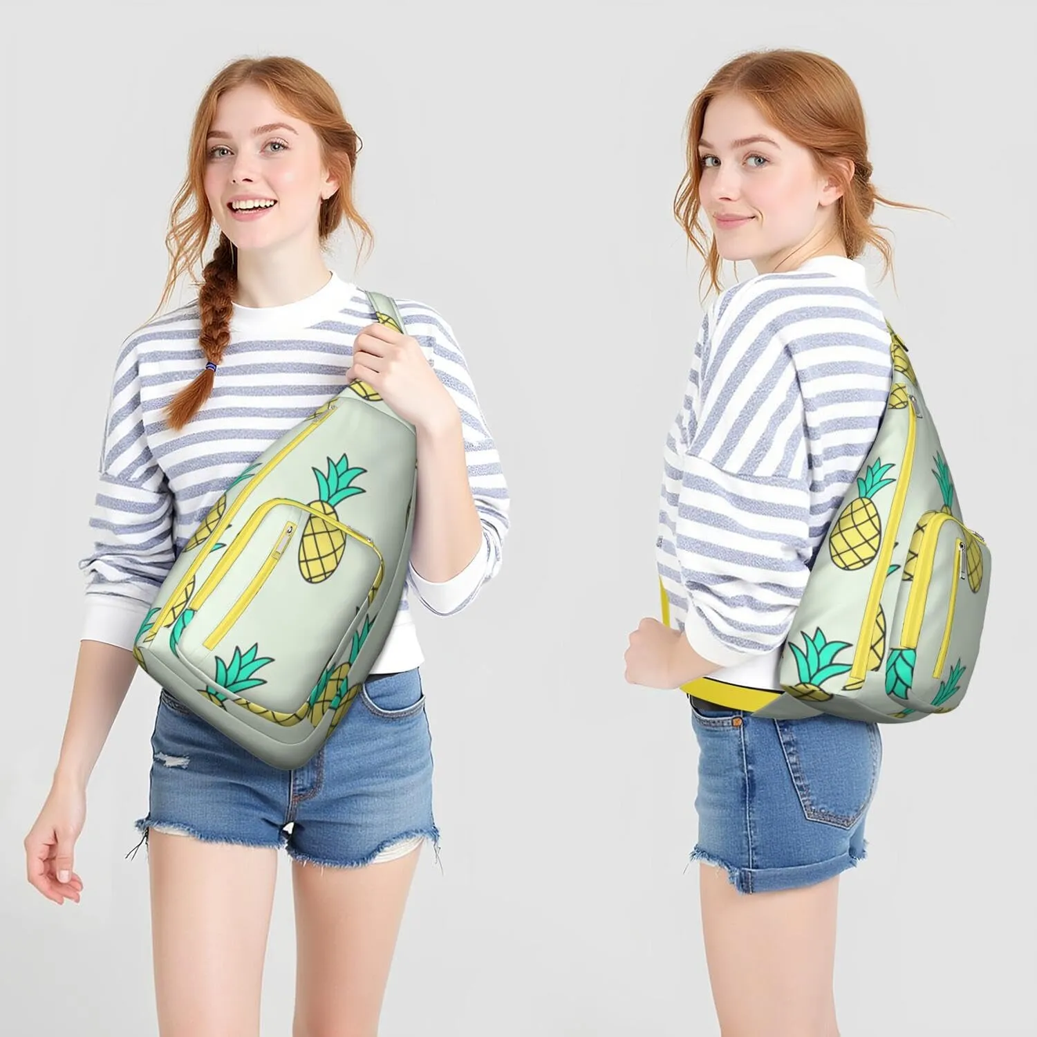Shoulder Sling Crossbody Casual Chest Bag For Travel Sports Running,Backpack for Men & Women Lightweight Sports BagCrossbody Concealed Carry,Pineapple Shoulder Bag Waterproof Chest Bag