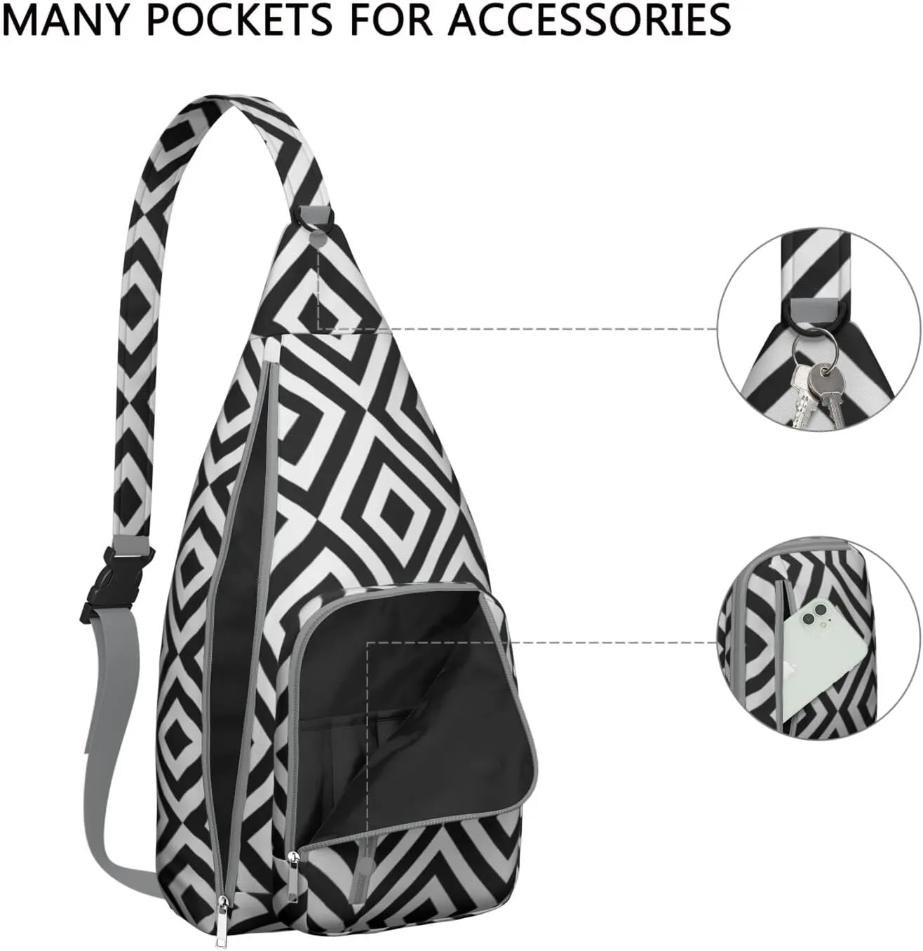 Shoulder Sling Crossbody Casual Chest Bag For Travel Sports Running,Backpack for Men & Women Lightweight Sports BagCrossbody Concealed Carry,Plaid Shoulder Bag Waterproof Chest Bag
