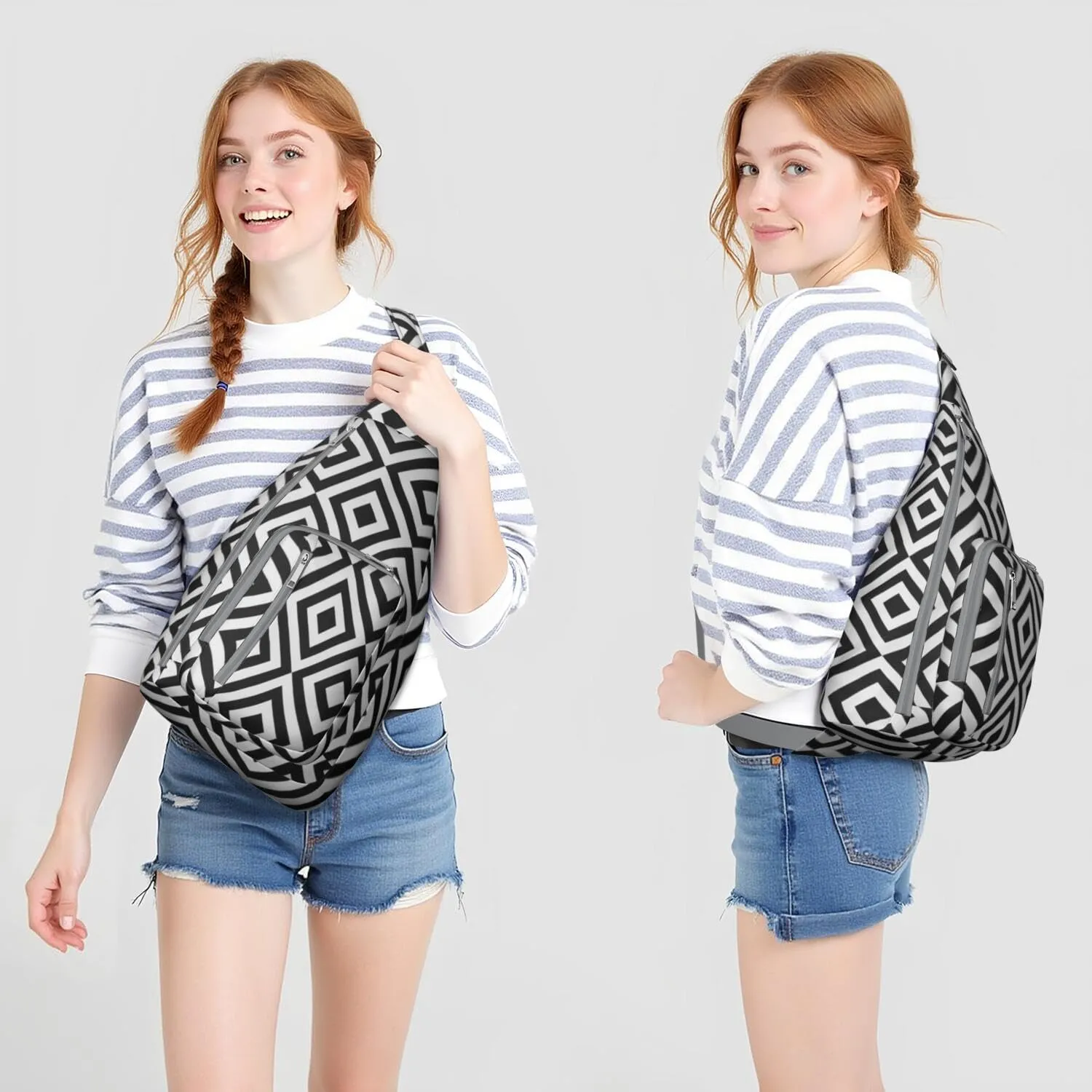 Shoulder Sling Crossbody Casual Chest Bag For Travel Sports Running,Backpack for Men & Women Lightweight Sports BagCrossbody Concealed Carry,Plaid Shoulder Bag Waterproof Chest Bag