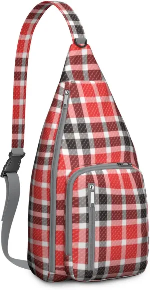 Shoulder Sling Crossbody Casual Chest Bag For Travel Sports Running,Backpack for Men & Women Lightweight Sports BagCrossbody Concealed Carry,Plaid Shoulder Bag Waterproof Chest Bag