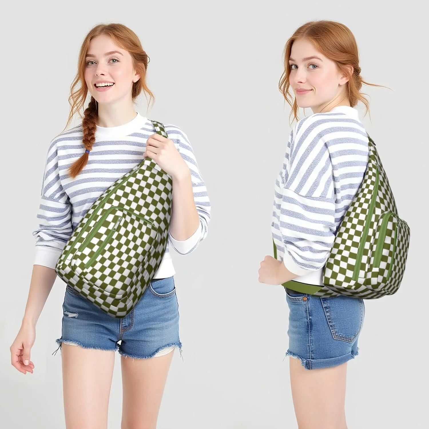 Shoulder Sling Crossbody Casual Chest Bag For Travel Sports Running,Backpack for Men & Women Lightweight Sports BagCrossbody Concealed Carry,Plaid Shoulder Bag Waterproof Chest Bag