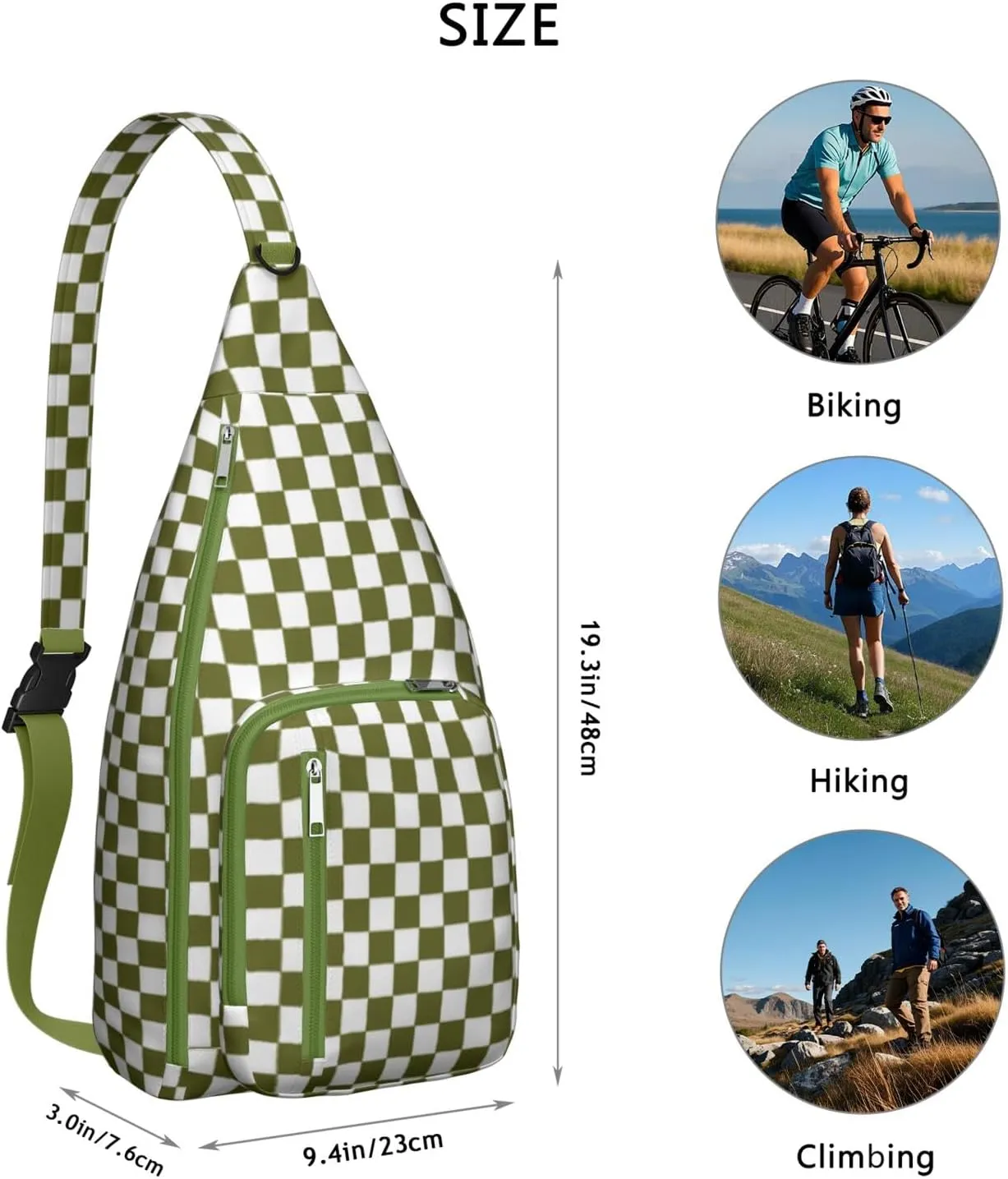 Shoulder Sling Crossbody Casual Chest Bag For Travel Sports Running,Backpack for Men & Women Lightweight Sports BagCrossbody Concealed Carry,Plaid Shoulder Bag Waterproof Chest Bag