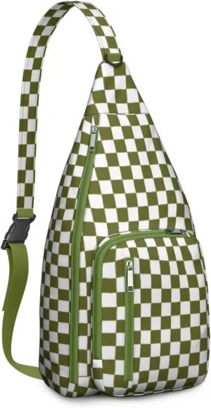Shoulder Sling Crossbody Casual Chest Bag For Travel Sports Running,Backpack for Men & Women Lightweight Sports BagCrossbody Concealed Carry,Plaid Shoulder Bag Waterproof Chest Bag