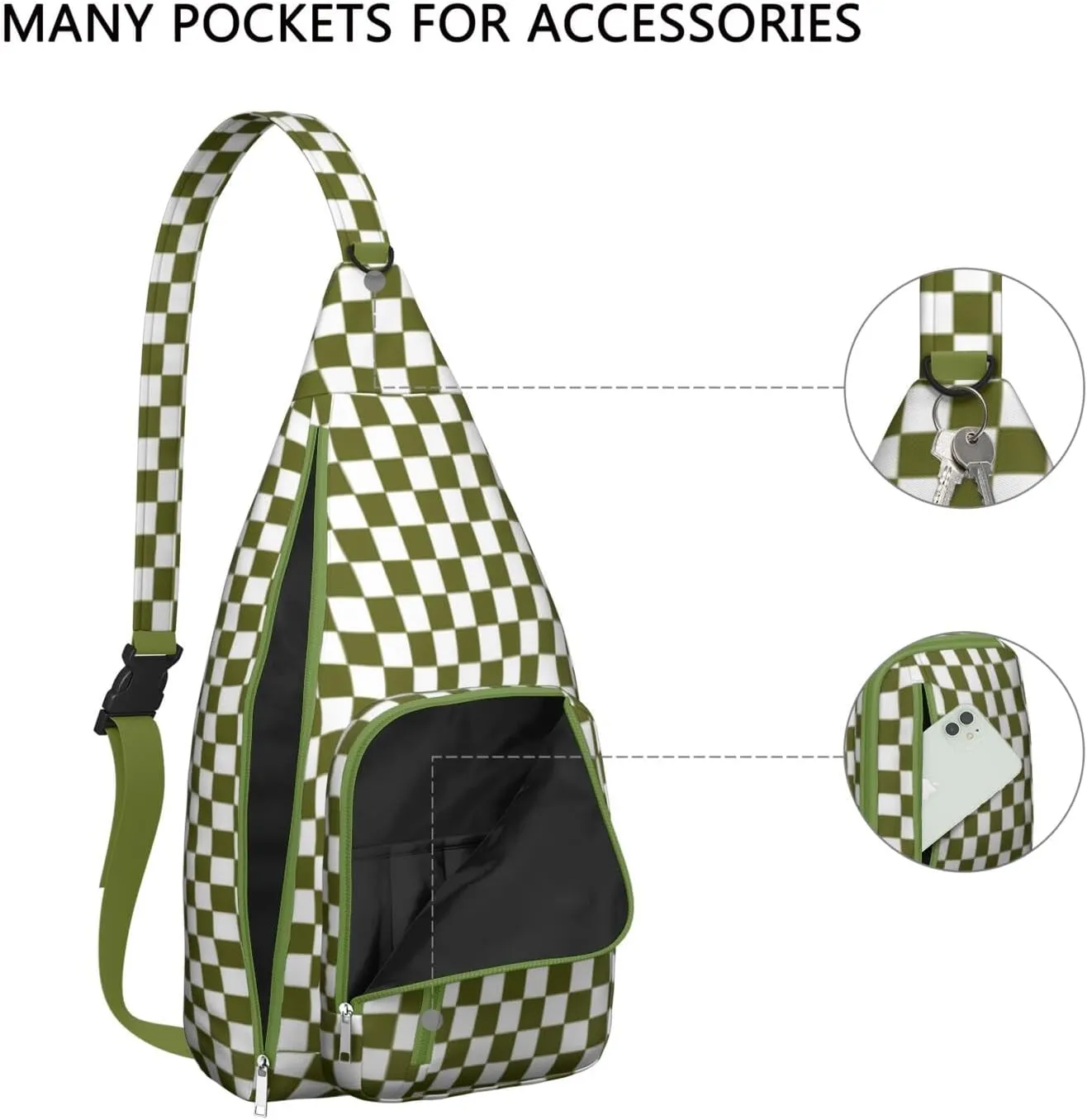 Shoulder Sling Crossbody Casual Chest Bag For Travel Sports Running,Backpack for Men & Women Lightweight Sports BagCrossbody Concealed Carry,Plaid Shoulder Bag Waterproof Chest Bag