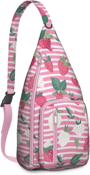 Shoulder Sling Crossbody Casual Chest Bag For Travel Sports Running,Backpack for Men & Women Lightweight Sports BagCrossbody Concealed Carry,Strawberry Shoulder Bag Waterproof Chest Bag