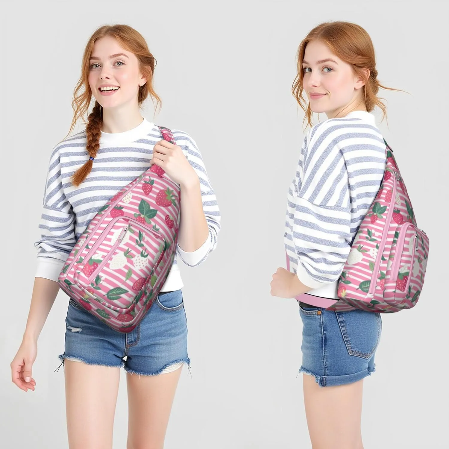 Shoulder Sling Crossbody Casual Chest Bag For Travel Sports Running,Backpack for Men & Women Lightweight Sports BagCrossbody Concealed Carry,Strawberry Shoulder Bag Waterproof Chest Bag