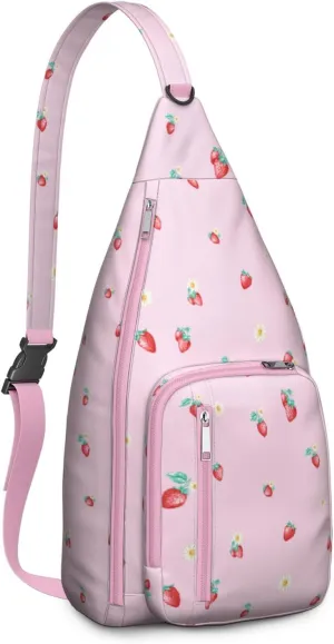 Shoulder Sling Crossbody Casual Chest Bag For Travel Sports Running,Backpack for Men & Women Lightweight Sports BagCrossbody Concealed Carry,Strawberry Shoulder Bag Waterproof Chest Bag