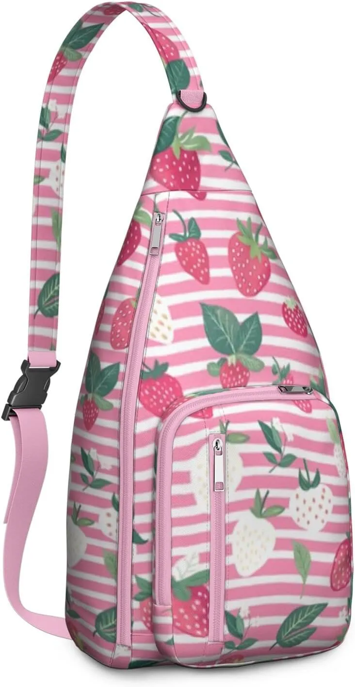 Shoulder Sling Crossbody Casual Chest Bag For Travel Sports Running,Backpack for Men & Women Lightweight Sports BagCrossbody Concealed Carry,Strawberry Shoulder Bag Waterproof Chest Bag