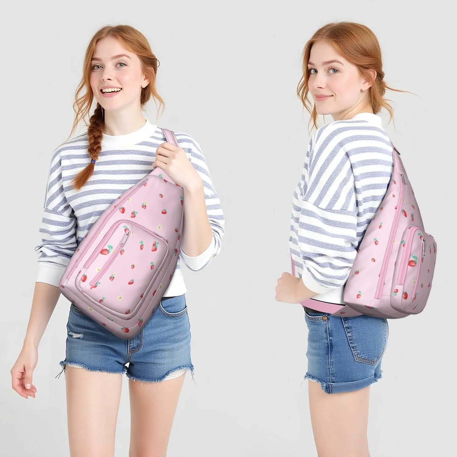 Shoulder Sling Crossbody Casual Chest Bag For Travel Sports Running,Backpack for Men & Women Lightweight Sports BagCrossbody Concealed Carry,Strawberry Shoulder Bag Waterproof Chest Bag