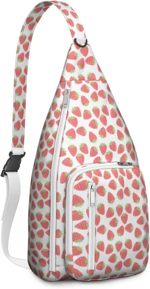 Shoulder Sling Crossbody Casual Chest Bag For Travel Sports Running,Backpack for Men & Women Lightweight Sports BagCrossbody Concealed Carry,Strawberry Shoulder Bag Waterproof Chest Bag