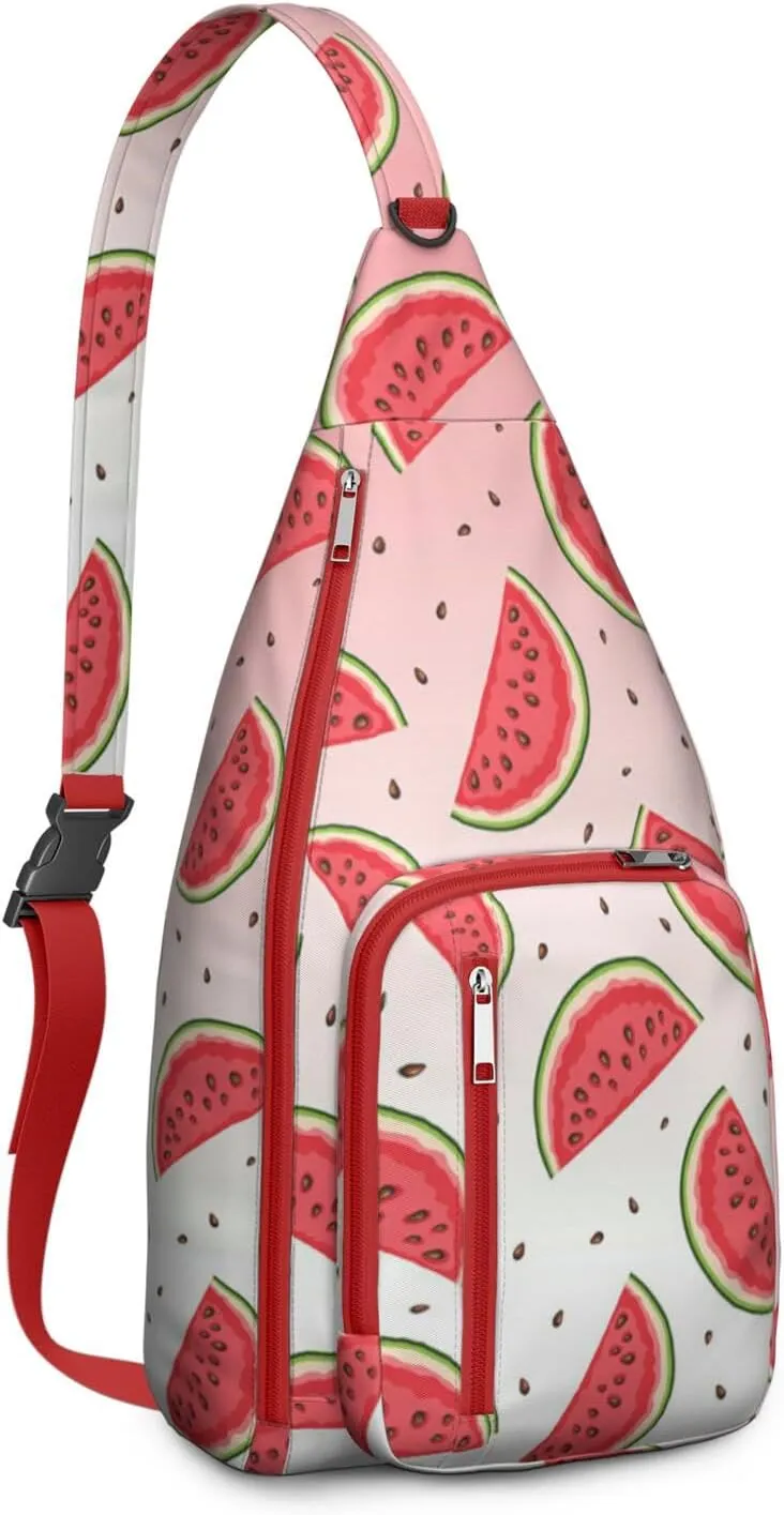Shoulder Sling Crossbody Casual Chest Bag For Travel Sports Running,Backpack for Men & Women Lightweight Sports BagCrossbody Concealed Carry,Watermelon Shoulder Bag Waterproof Chest Bag