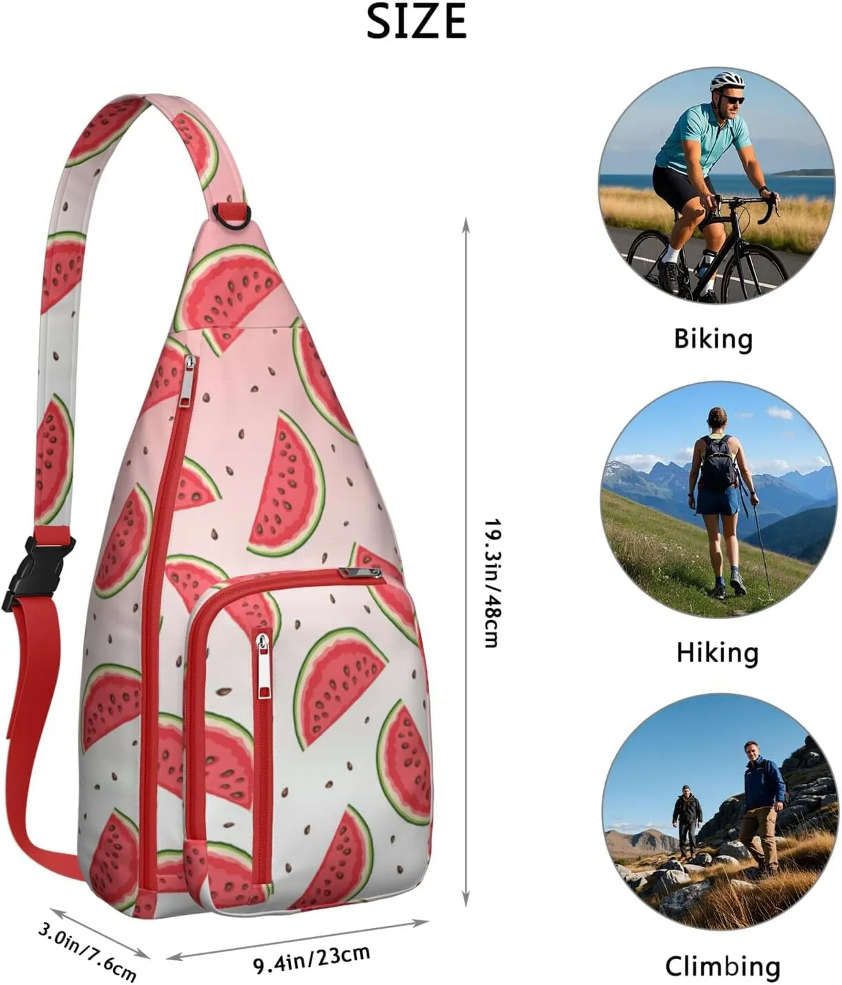 Shoulder Sling Crossbody Casual Chest Bag For Travel Sports Running,Backpack for Men & Women Lightweight Sports BagCrossbody Concealed Carry,Watermelon Shoulder Bag Waterproof Chest Bag