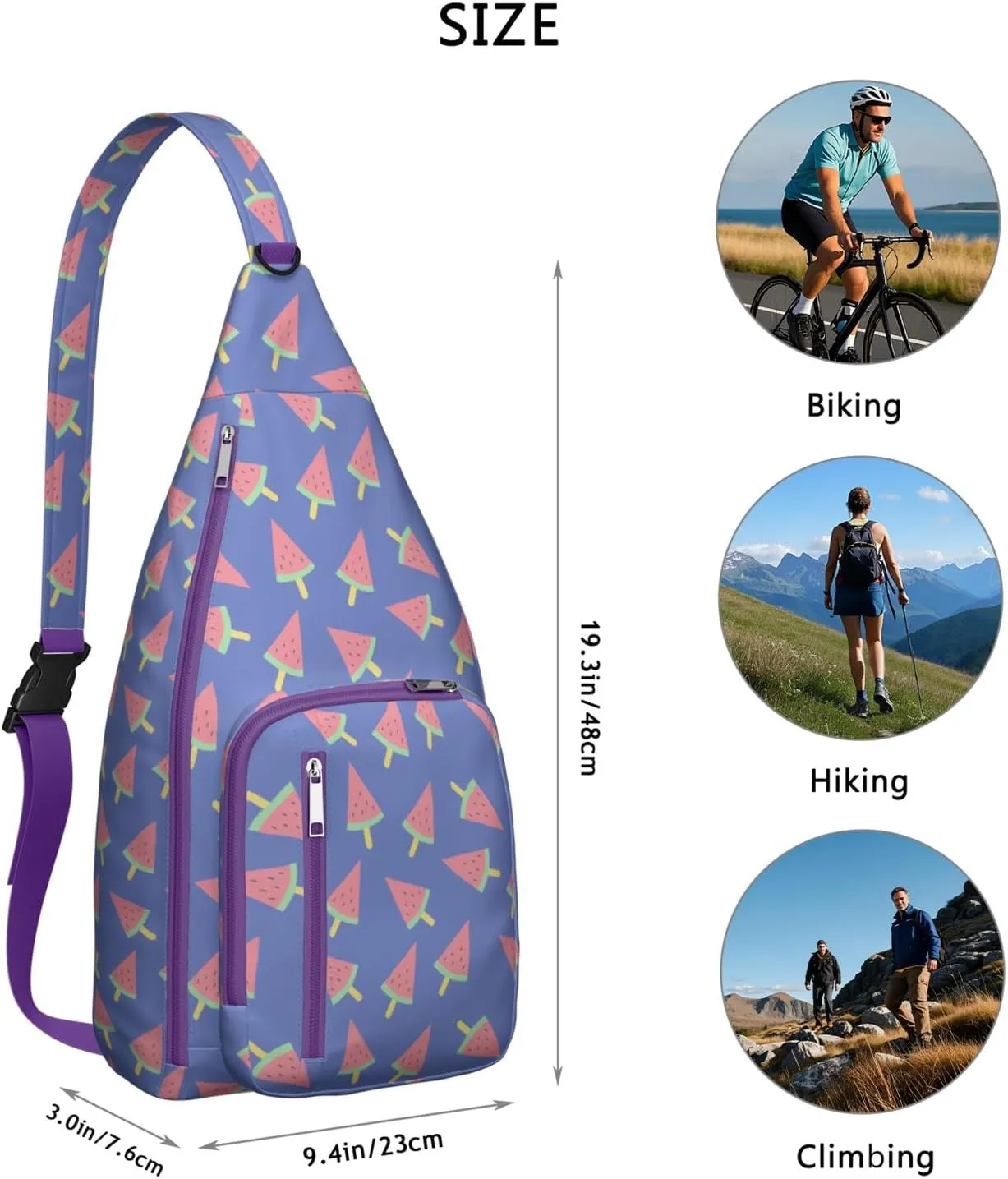 Shoulder Sling Crossbody Casual Chest Bag For Travel Sports Running,Backpack for Men & Women Lightweight Sports BagCrossbody Concealed Carry,Watermelon Shoulder Bag Waterproof Chest Bag