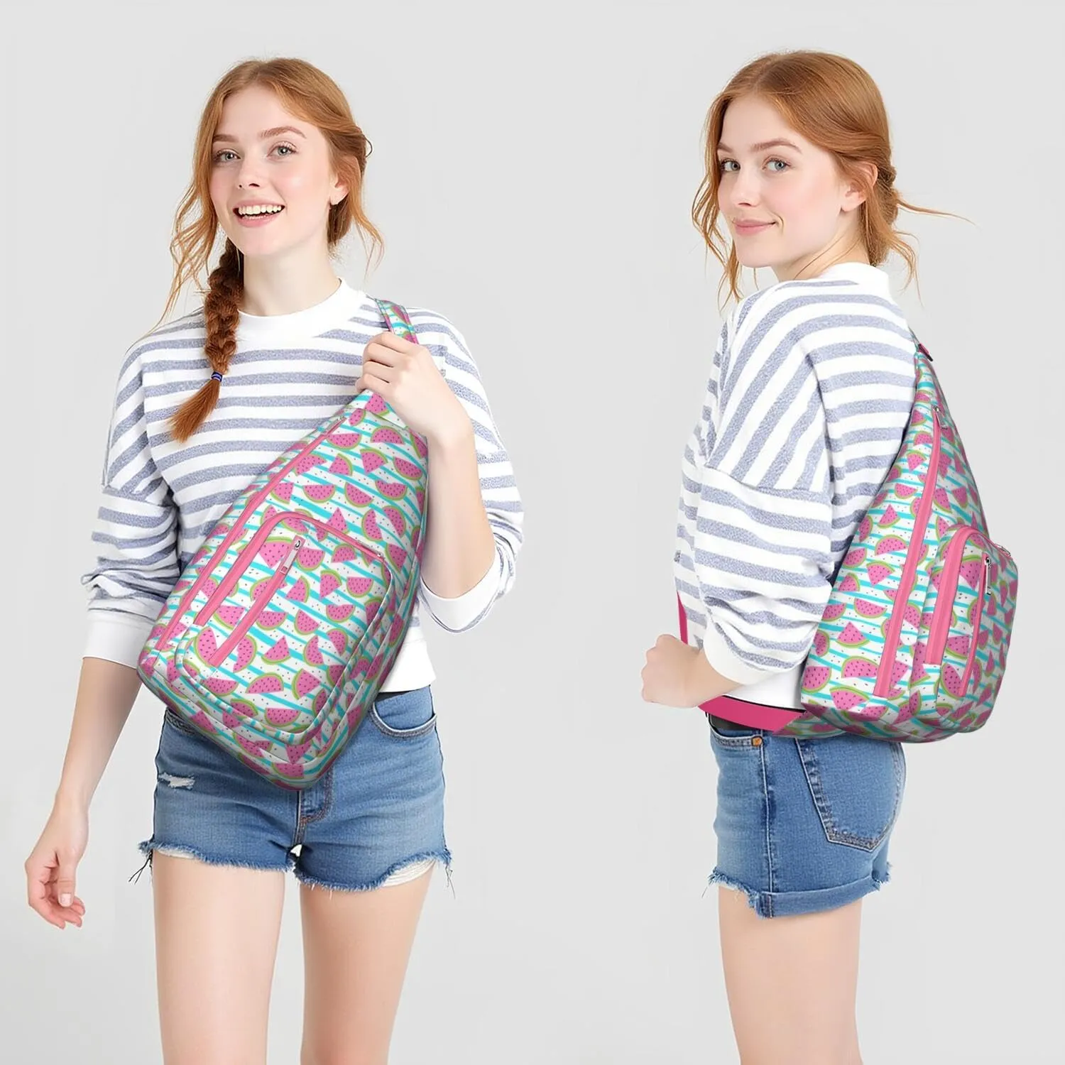 Shoulder Sling Crossbody Casual Chest Bag For Travel Sports Running,Backpack for Men & Women Lightweight Sports BagCrossbody Concealed Carry,Watermelon Shoulder Bag Waterproof Chest Bag