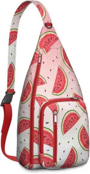 Shoulder Sling Crossbody Casual Chest Bag For Travel Sports Running,Backpack for Men & Women Lightweight Sports BagCrossbody Concealed Carry,Watermelon Shoulder Bag Waterproof Chest Bag