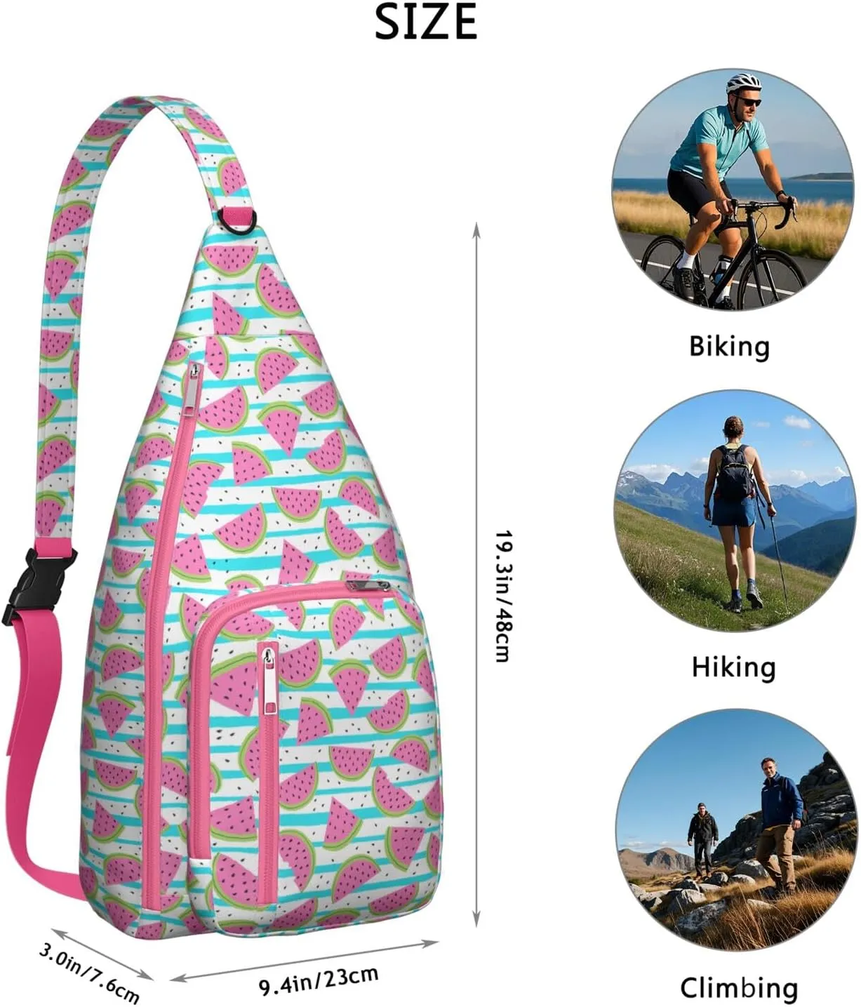 Shoulder Sling Crossbody Casual Chest Bag For Travel Sports Running,Backpack for Men & Women Lightweight Sports BagCrossbody Concealed Carry,Watermelon Shoulder Bag Waterproof Chest Bag