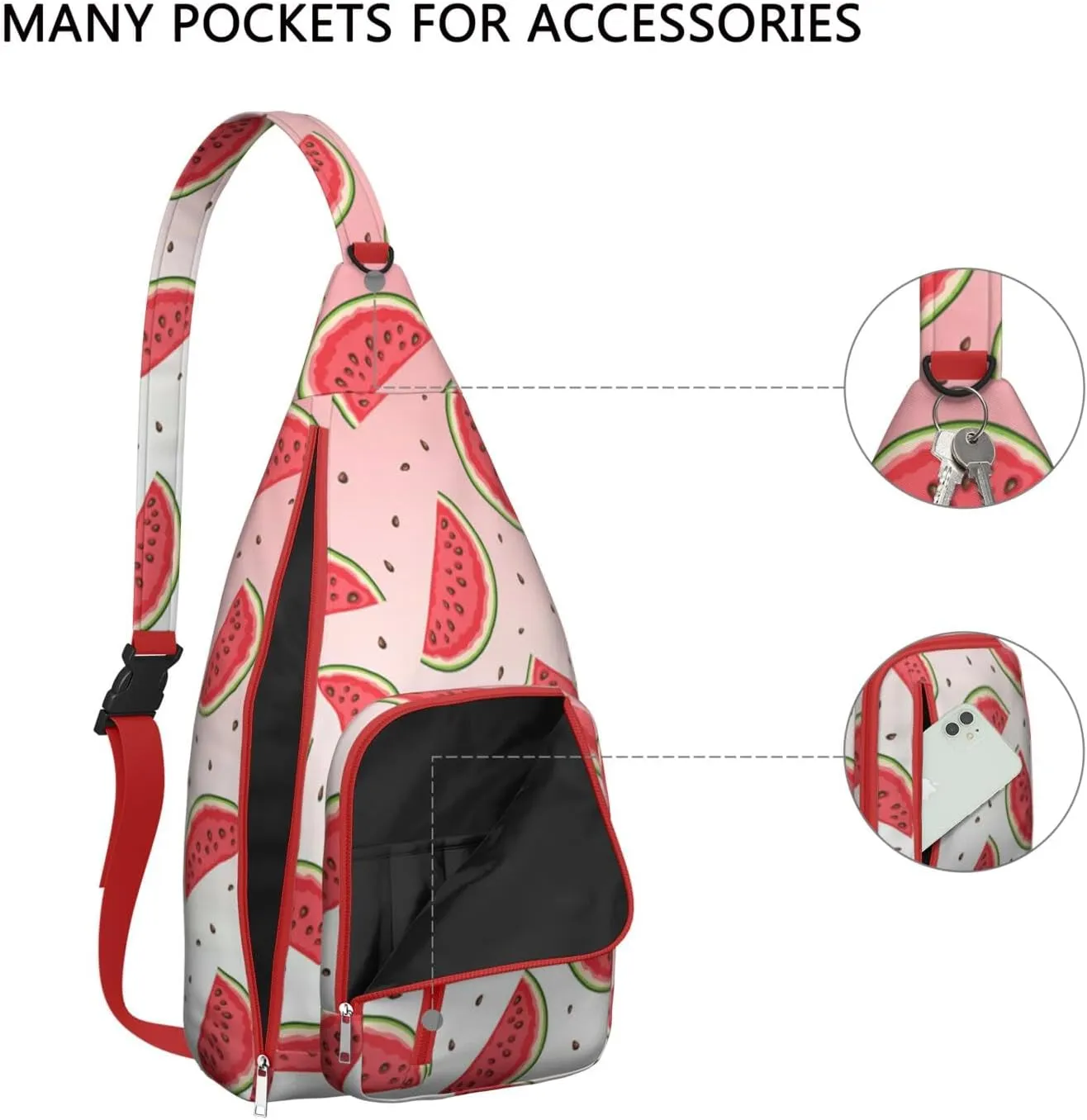 Shoulder Sling Crossbody Casual Chest Bag For Travel Sports Running,Backpack for Men & Women Lightweight Sports BagCrossbody Concealed Carry,Watermelon Shoulder Bag Waterproof Chest Bag