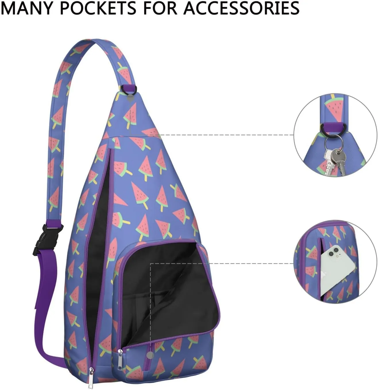 Shoulder Sling Crossbody Casual Chest Bag For Travel Sports Running,Backpack for Men & Women Lightweight Sports BagCrossbody Concealed Carry,Watermelon Shoulder Bag Waterproof Chest Bag